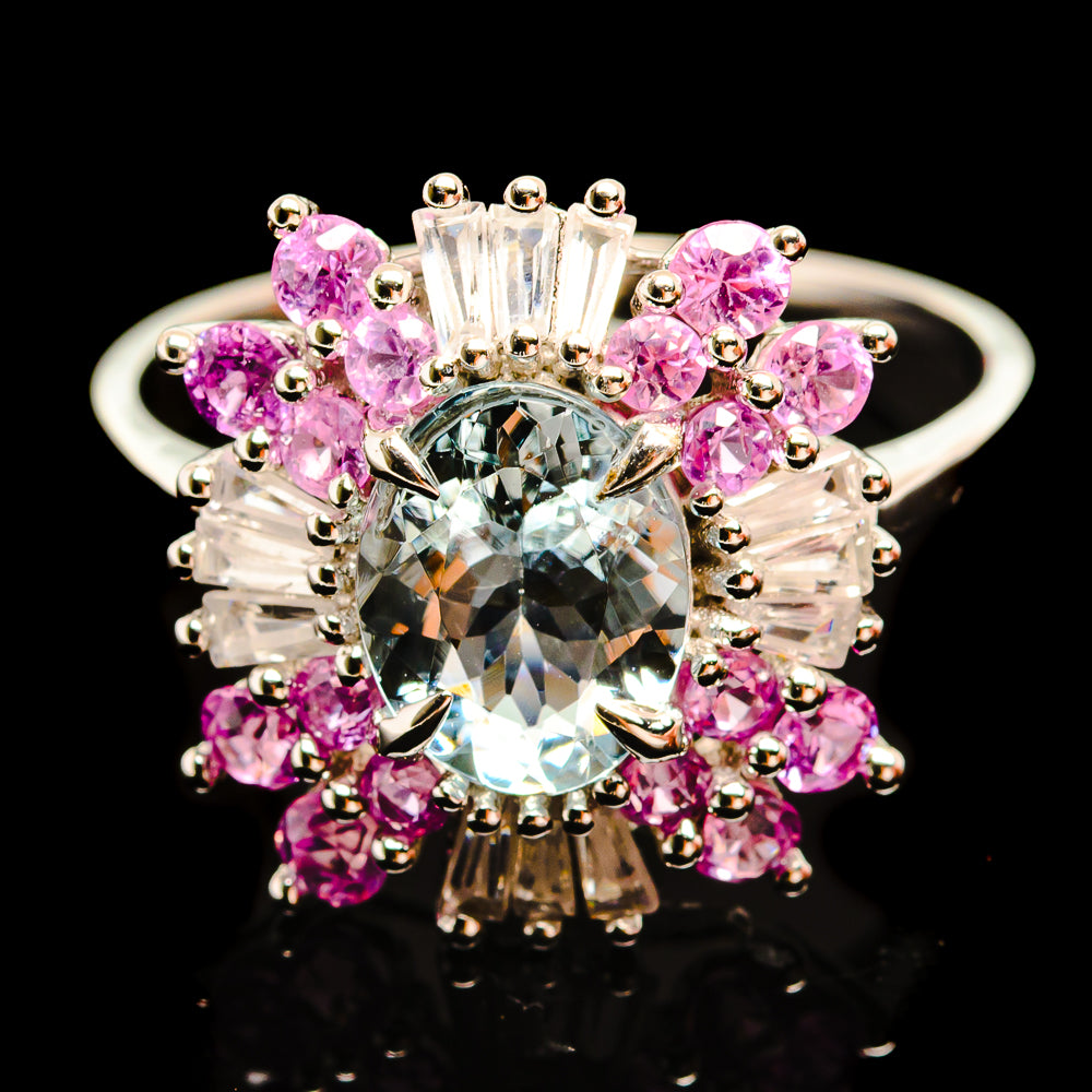 Aquamarine Rings handcrafted by Ana Silver Co - R18154-AQM - Photo 2