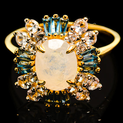 Rainbow Moonstone Rings handcrafted by Ana Silver Co - R18154-RM - Photo 2