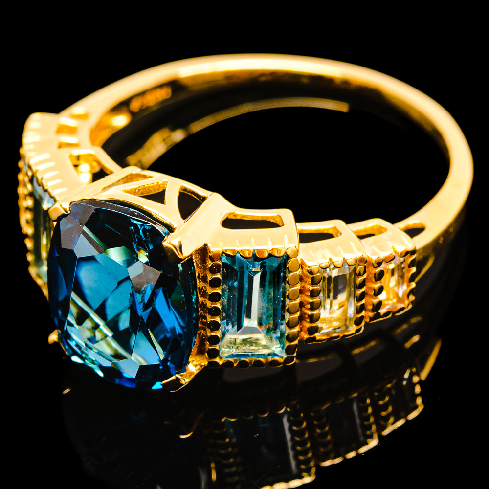 London Blue Topaz Rings handcrafted by Ana Silver Co - R18506-LBT