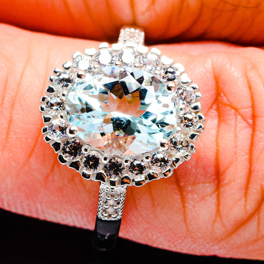 Aquamarine Rings handcrafted by Ana Silver Co - R18507-SIZE-8 - Photo 3