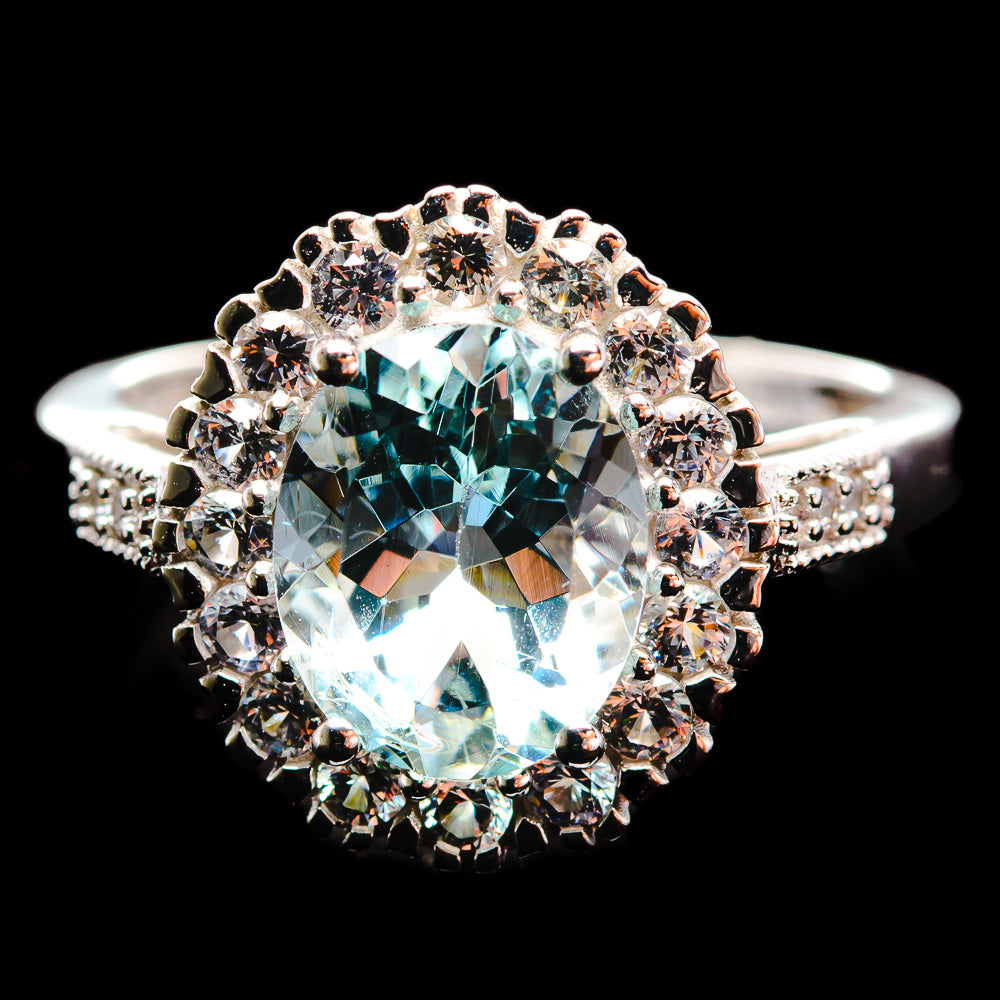 Aquamarine Rings handcrafted by Ana Silver Co - R18507-SIZE-8 - Photo 2