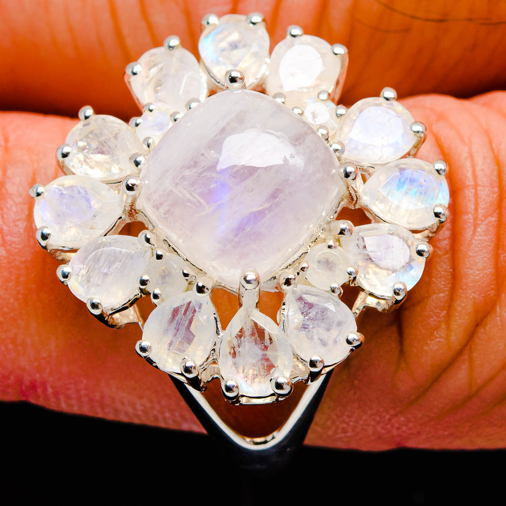 Rainbow Moonstone Rings handcrafted by Ana Silver Co - R3239-MOON-SIZE-9 - Photo 3