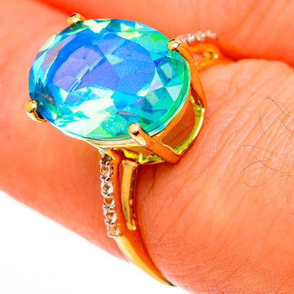 Peacock Doublet Quartz Rings handcrafted by Ana Silver Co - RING100539
