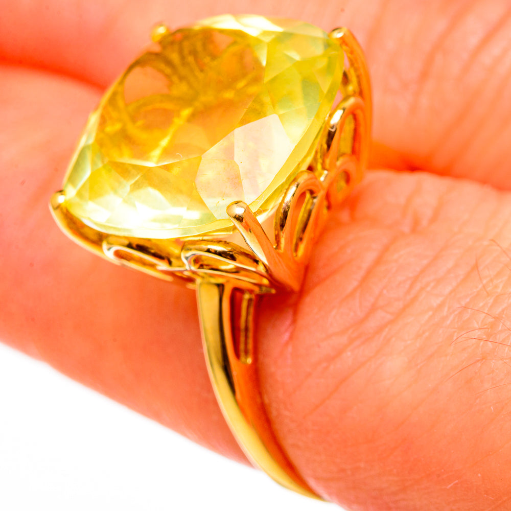 Green Gold Quartz Rings handcrafted by Ana Silver Co - RING100564