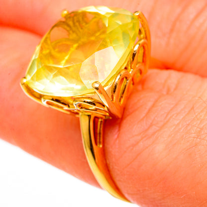 Green Gold Quartz Rings handcrafted by Ana Silver Co - RING100564