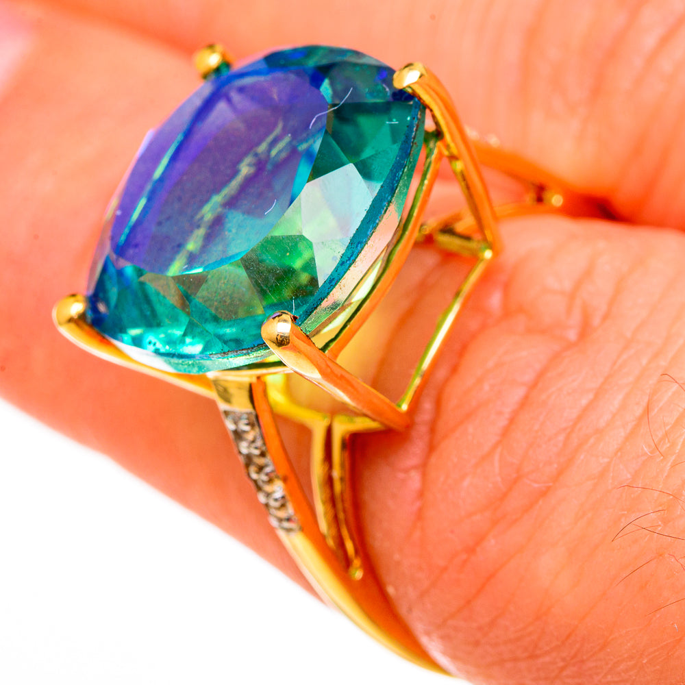 Peacock Doublet Quartz Rings handcrafted by Ana Silver Co - RING100571 - Photo 3