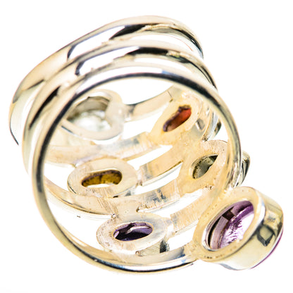 Sterling silver ring underside with prong settings and small gemstone halos