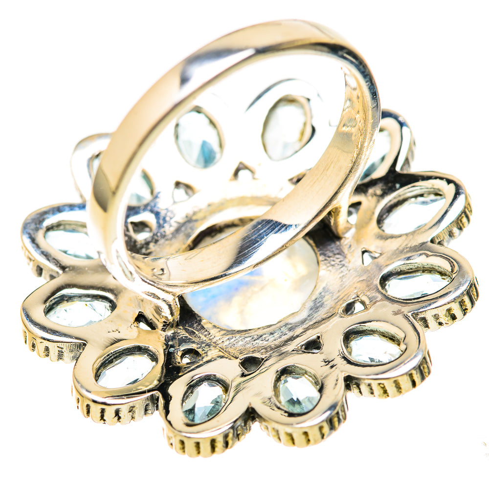 Rainbow Moonstone, Blue Topaz Rings handcrafted by Ana Silver Co - RING129097 - Photo 3