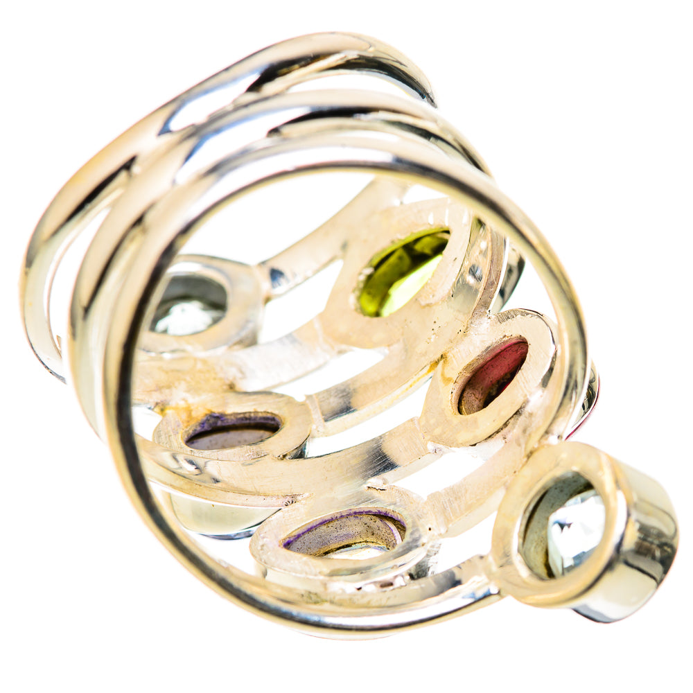 Blue Topaz, Garnet, Tanzanite, White Quartz, Peridot Rings handcrafted by Ana Silver Co - RING129102 - Photo 3