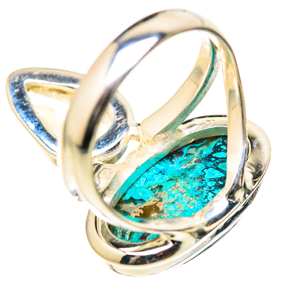 Chrysocolla, Rainbow Moonstone Rings handcrafted by Ana Silver Co - RING129133 - Photo 3