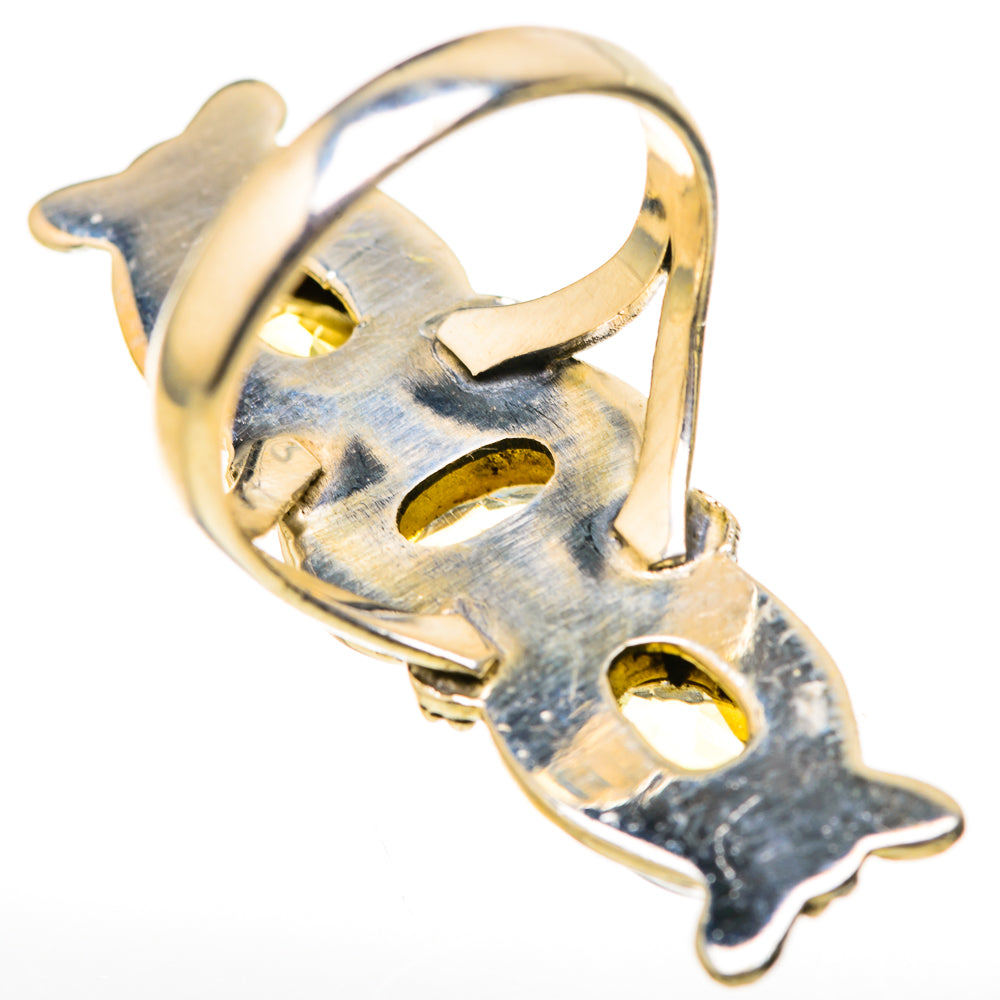 925 sterling silver ring side view with openwork setting and three citrine stones