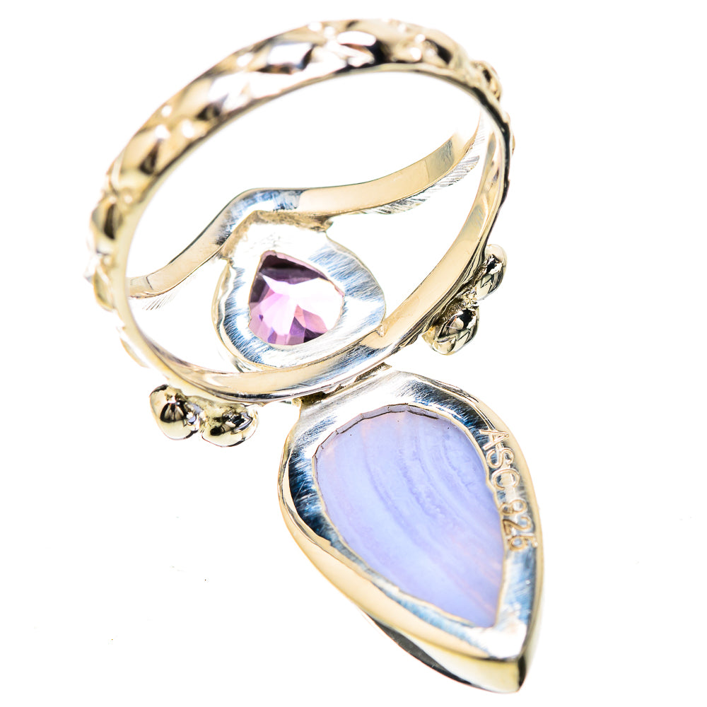 Blue Lace Agate Rings handcrafted by Ana Silver Co - RING129191 - Photo 3
