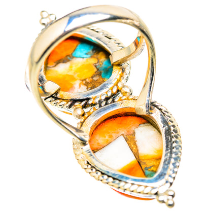 Blue Orange Copper Composite Turquoise Rings handcrafted by Ana Silver Co - RING129496 - Photo 3