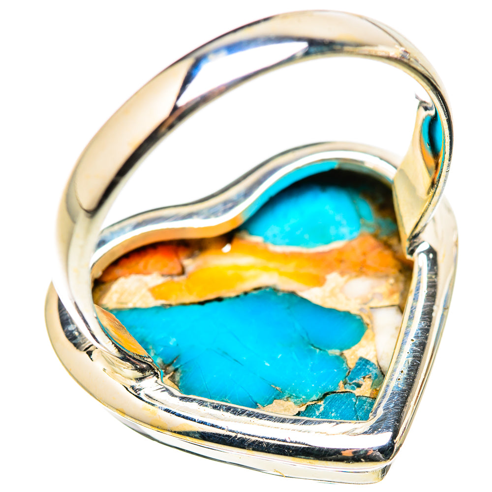 Heart-shaped turquoise stone ring, polished 925 sterling silver band