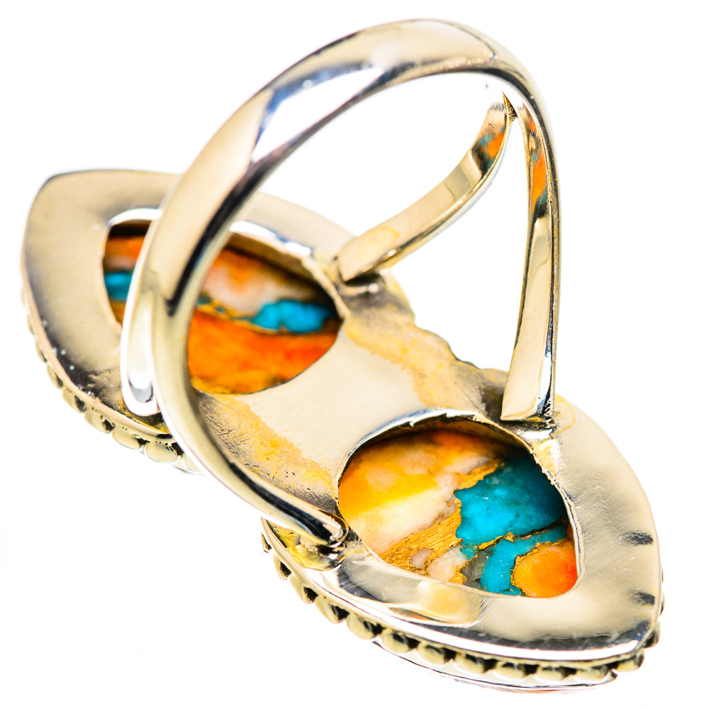 Spiny Oyster Turquoise Rings handcrafted by Ana Silver Co - RING130088 - Photo 3