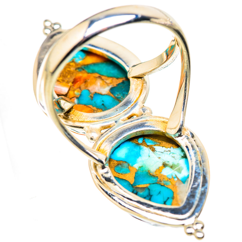 Sterling silver ring with two oval turquoise spiny oyster inlays in raised bezels