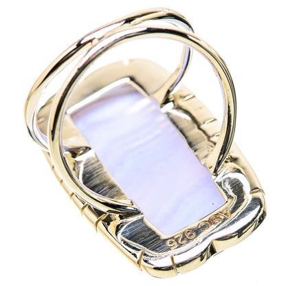 Silver ring with blue lace agate, inner stamp 925, polished setting and band