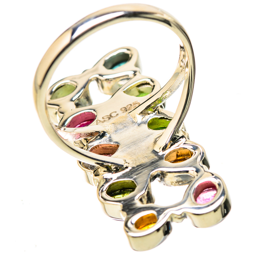 925 sterling silver ring with open back and prong-set oval gemstones