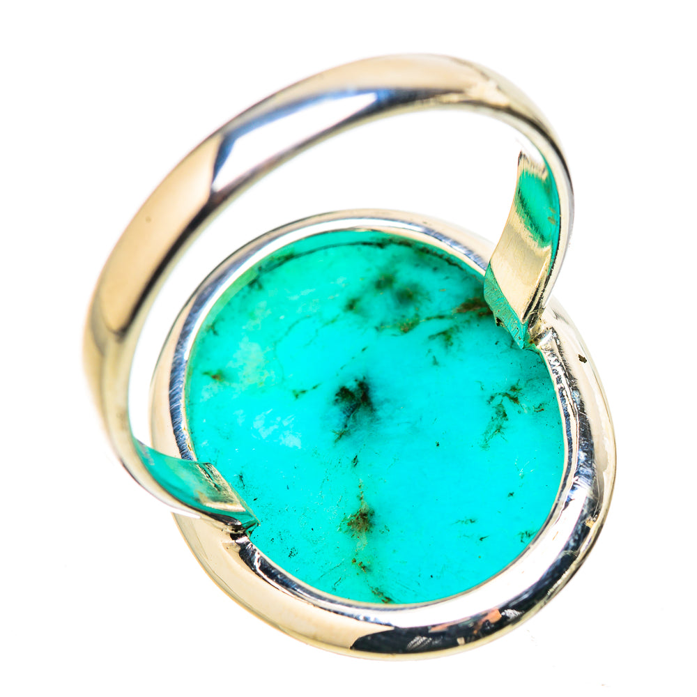 Side view of sterling silver ring featuring an oval turquoise amazonite gemstone