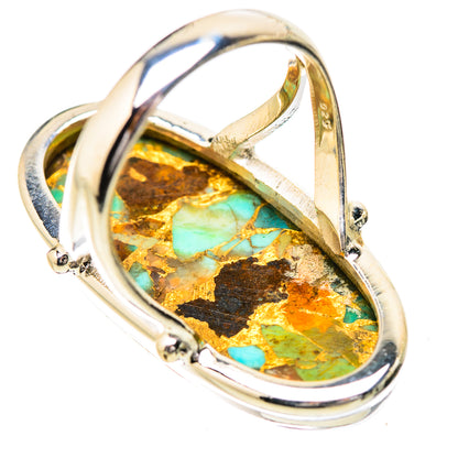 925 sterling silver ring with oval turquoise inlay stone and curved polished band