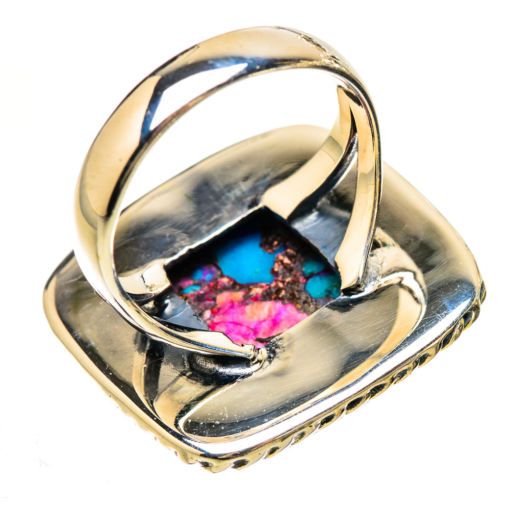 Kingman Pink Dahlia Turquoise Rings handcrafted by Ana Silver Co - RING133073 - Photo 3
