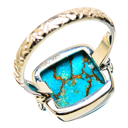 925 sterling silver turquoise cabochon ring, oval blue stone with matrix detail