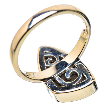 AAA Canadian ammolite ring, size 7.5, 925 sterling silver band with blue iridescent stone
