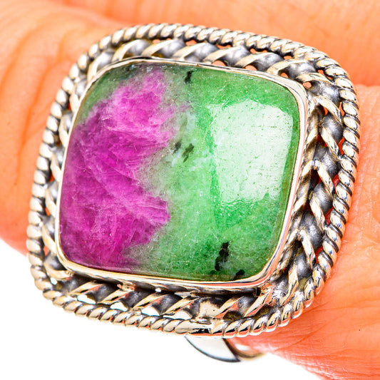 Ruby Zoisite Rings handcrafted by Ana Silver Co - RING100081