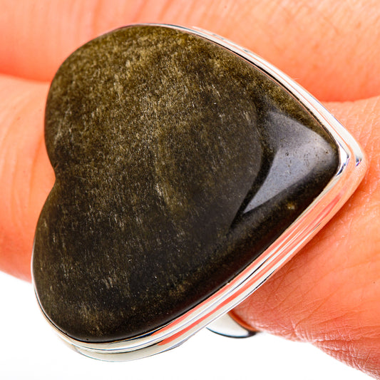 Gold Sheen Obsidian Rings handcrafted by Ana Silver Co - RING100085
