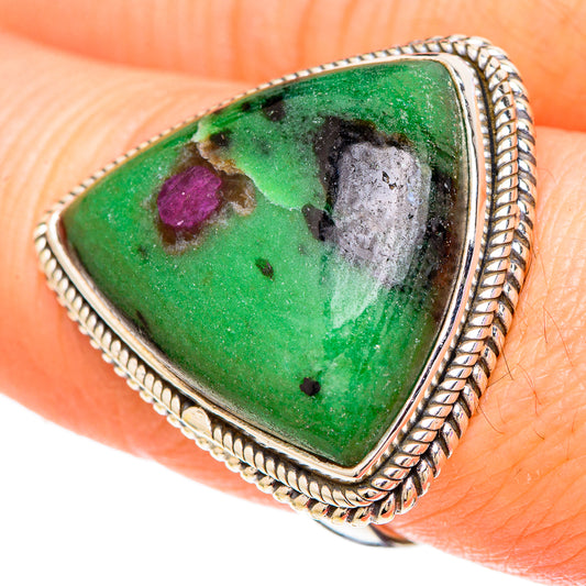 Ruby Zoisite Rings handcrafted by Ana Silver Co - RING100153
