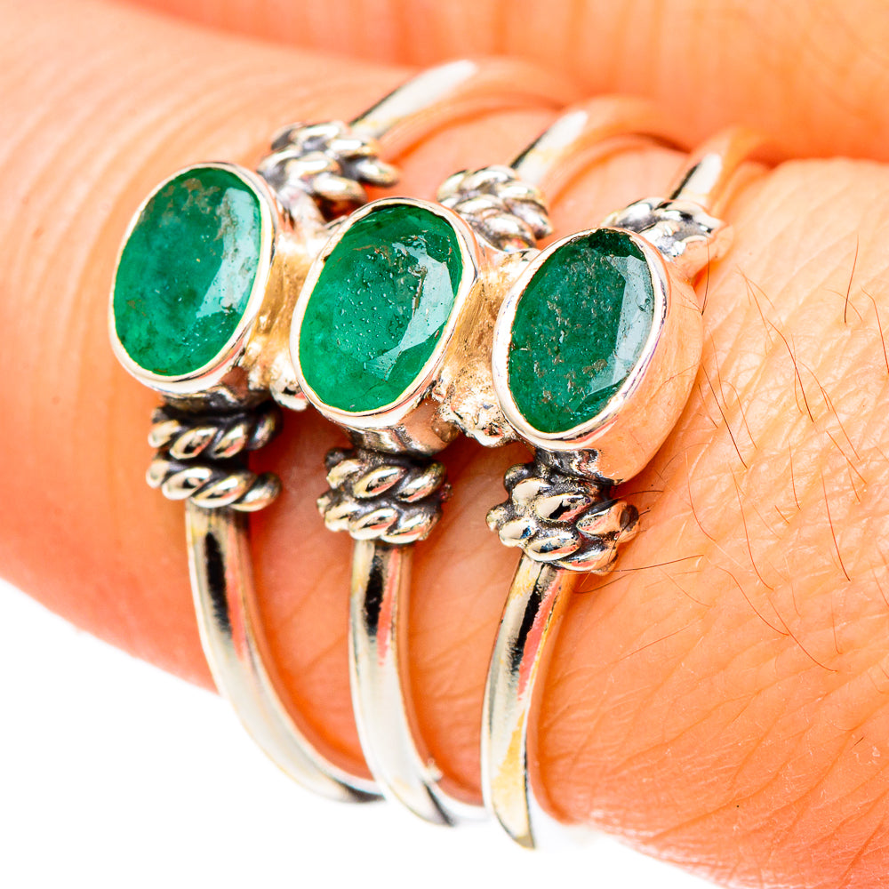 Zambian Emerald Rings handcrafted by Ana Silver Co - RING100178