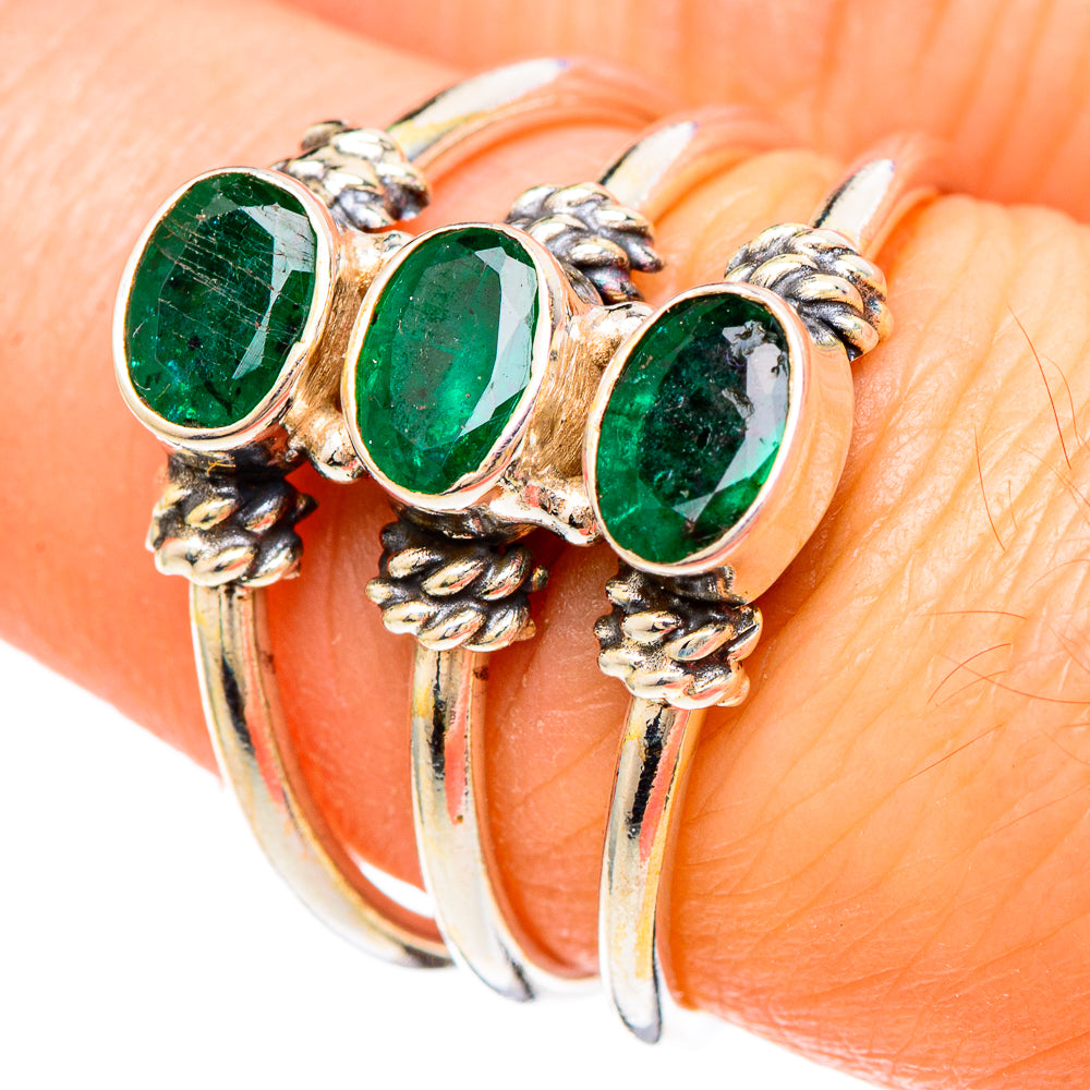 Zambian Emerald Rings handcrafted by Ana Silver Co - RING100212
