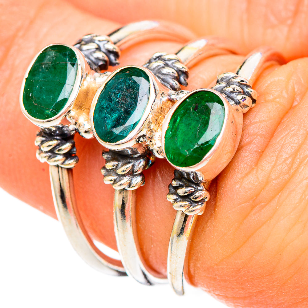 Zambian Emerald Rings handcrafted by Ana Silver Co - RING100239
