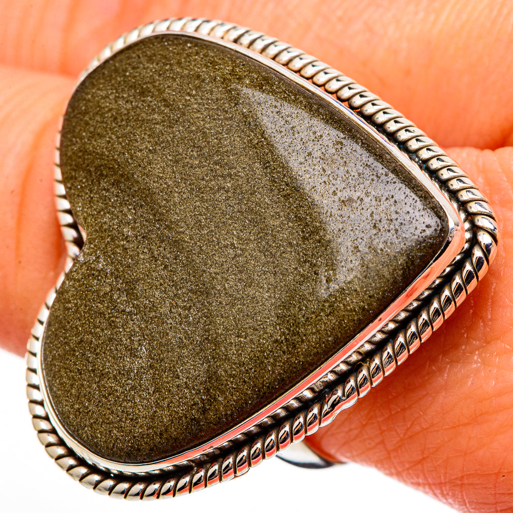 Gold Sheen Obsidian Rings handcrafted by Ana Silver Co - RING100417