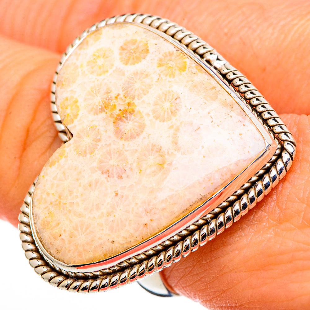 Fossil Coral Rings handcrafted by Ana Silver Co - RING100441