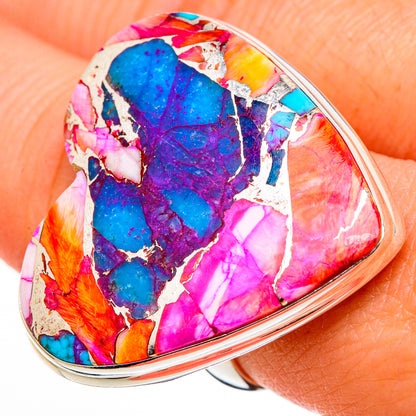 Kingman Pink Dahlia Turquoise Rings handcrafted by Ana Silver Co - RING100463