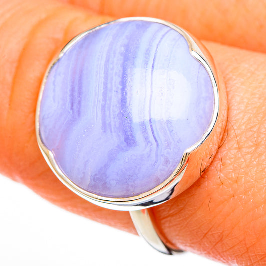 Blue Lace Agate Rings handcrafted by Ana Silver Co - RING100597