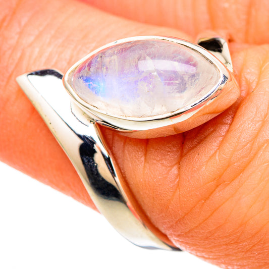 Rainbow Moonstone Rings handcrafted by Ana Silver Co - RING100619