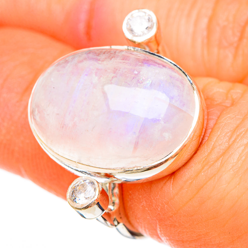 Rainbow Moonstone Rings handcrafted by Ana Silver Co - RING100642