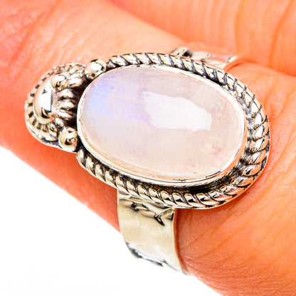 Rainbow Moonstone Rings handcrafted by Ana Silver Co - RING100643