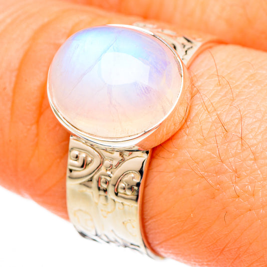 Rainbow Moonstone Rings handcrafted by Ana Silver Co - RING100654