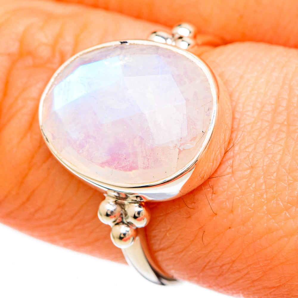Rainbow Moonstone Rings handcrafted by Ana Silver Co - RING100655