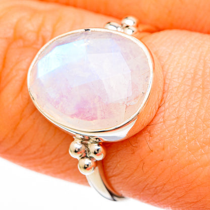 Rainbow Moonstone Rings handcrafted by Ana Silver Co - RING100655