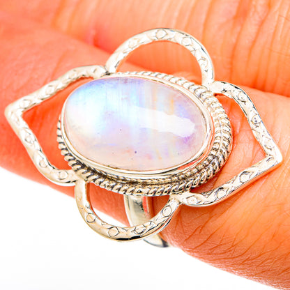 Rainbow Moonstone Rings handcrafted by Ana Silver Co - RING100670