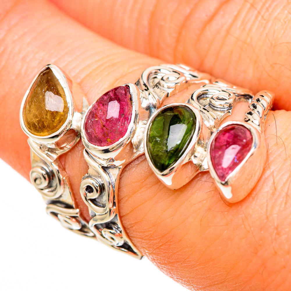 Multi-Tourmaline Rings handcrafted by Ana Silver Co - RING100673