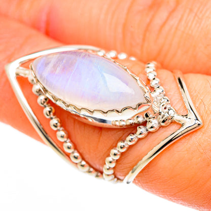 Rainbow Moonstone Rings handcrafted by Ana Silver Co - RING100678
