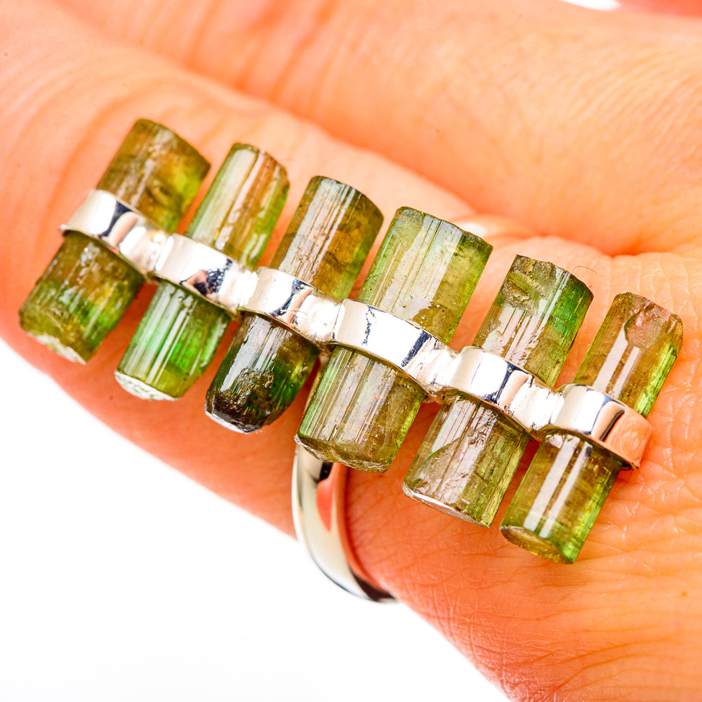 Green Tourmaline Rings handcrafted by Ana Silver Co - RING100690