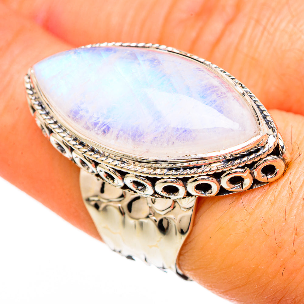 Rainbow Moonstone Rings handcrafted by Ana Silver Co - RING100699