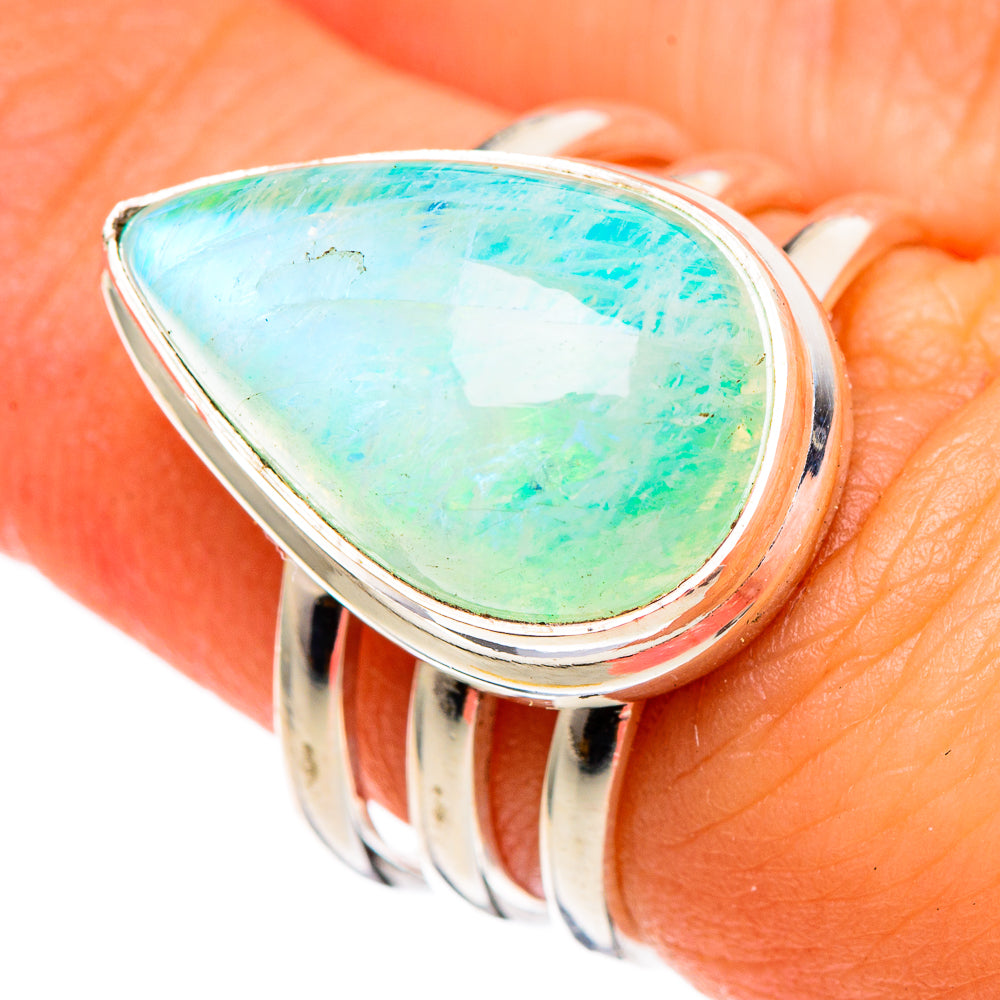 Green Moonstone Rings handcrafted by Ana Silver Co - RING100727