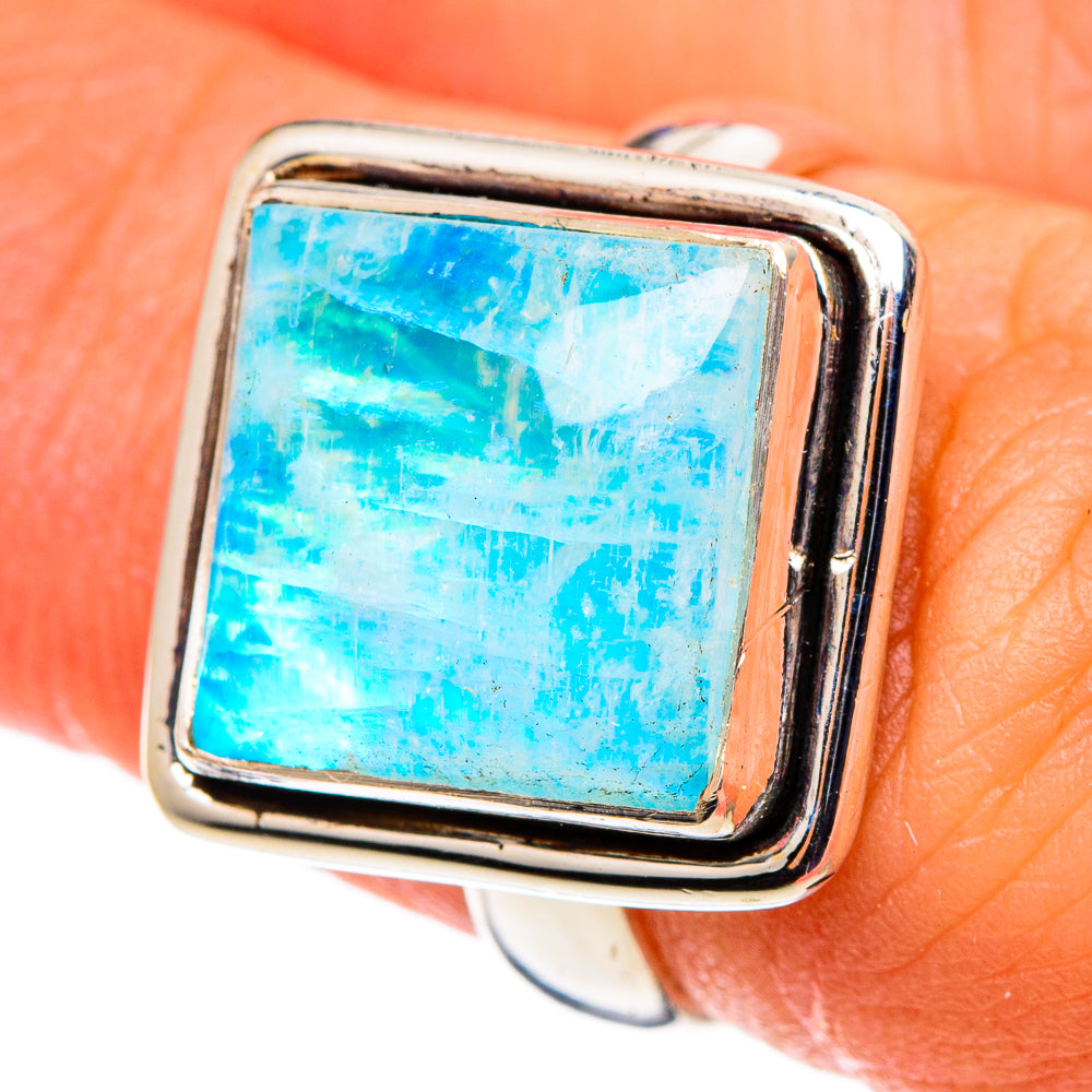 Rainbow Moonstone Rings handcrafted by Ana Silver Co - RING100728
